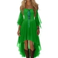 thumbnail image 6 of Tianiyouqing Women Witch Dress Renaissance Medieval Vampire Clothes Halloween Cosplay Butterfly Sleeve Mesh Gothic Dress Green L, 6 of 6