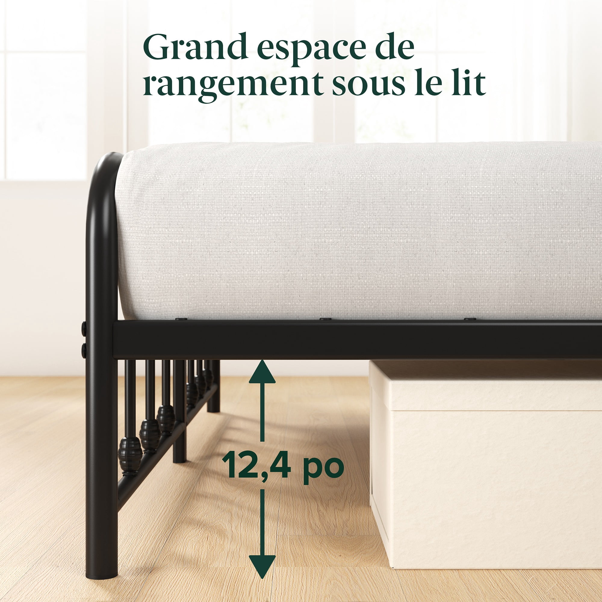 Mainstays Twin Modern Metal Platform Bed Frame with Curved Headboard, No Box Spring Needed, Black