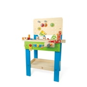 Master Workbench by Hape | Award Winning Kid's Wooden Tool Bench Toy Pretend Play Creative Building Set, Height Adjustable 35Piece Workshop for Toddlers