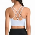 thumbnail image 3 of Women's Cross Back Sports Bra Padded Strappy Medium Support Yoga Bra for Workout Fitness White 32, 3 of 4