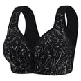 thumbnail image 2 of Qwertyu Daisy Bras for Seniors, Front Snap Closure Wireless Bra, Breathable Cotton Full Coverage Comfort Bra for Older Women, No Underwire Black 36, 2 of 6