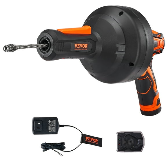 VEVOR 12V Electric Drain Auger, 25FT Cordless Plumbing Snake Auto Feed, Pipeline Snake Drain Clog Remover with Power Drill for 3/4"-2" Pipes