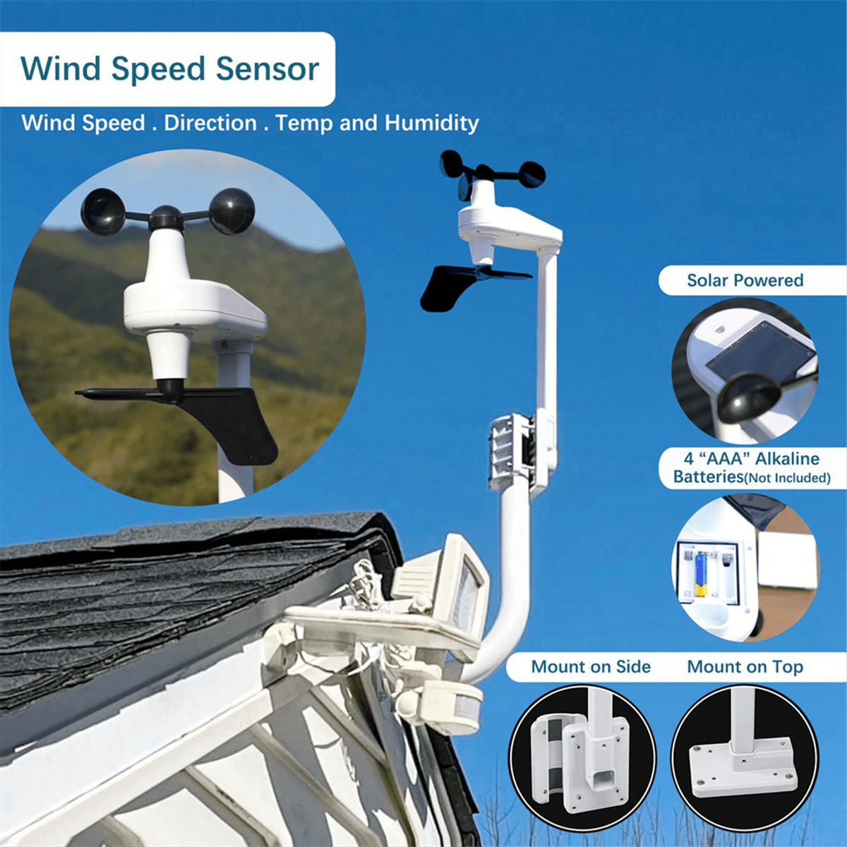 HOT 5-in-1 Wi-Fi Weather Station Display &Wind Speed and Direction Rainfall Forecasts Temperature Humidity US PLUG