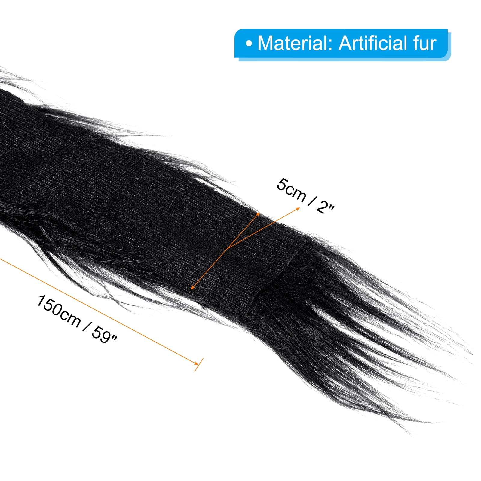 Uxcell Plush Faux Fur Fabric Precut Strips, 59" x 2" Fluffy Faux Fur Ribbon, Black 2Pack
