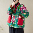 thumbnail image 5 of Quilted Jackets for Women, Women's Winter Fashion Ethnic Style Flower Printed Cotton-Padded Jacket Long-Sleeved Cotton Coat Christmas Gift, 5 of 9