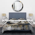 thumbnail image 3 of Designart "Abstract Marble Shapes and Lines V" Abstract Marble Bedding Covert Set - Modern Gold Abstract Bed Set With 2 Shams, 3 of 6