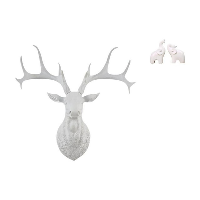 Estatua de cabeza de ciervo,Decoración de pared con cabeza de ciervo,animales,adorno para el hogar,Escultura de elefante,Esculturas de elefantes de resina para decoración del hogar,Estatuas