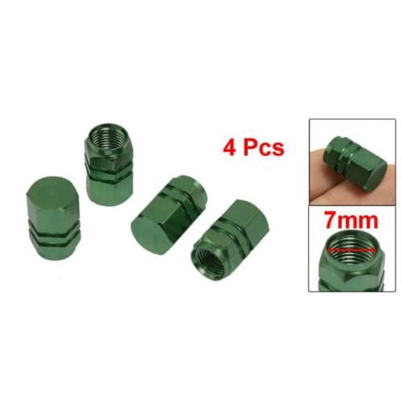Car Auto Hexagon Tyre Tire Valve Stems Caps Cover Green 4 Pcs