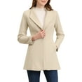 thumbnail image 5 of INSPIRE CHIC Women's Lapel Collar Buttoned Outwear Elegant Work Notch Trench Winter Coat M Beige, 5 of 7