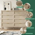 thumbnail image 3 of Kojooin Commode à 8 Tiroirs, Coffre en Rotin Naturel et Bois, Style Ferme, Chêne, 3 of 8