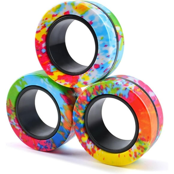 czcpp-Magnetic Ring - Fidget Toys Adults Set,3 PCS Fidget Rings Spinner Toys Teens,Fun Spin Ring Finger for ADHD Anxiety Stress Relief Toys, Birthday Gifts for 3-8-12 +Year Old Boys Kids Presents