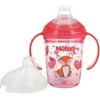 Nuby No Spill Tritan 2 Handle 360 Weighted Straw Glitter Print - Spout Cup, 8oz/ 240 Ml /4 Months +, Pink Fox