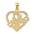 thumbnail image 3 of 14k Yellow Gold #1 WIFE Heart Charm Pendant, 3 of 4