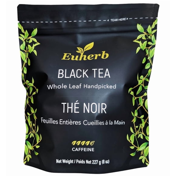 Euherb Black Tea, Hand-Picked, Loose Leaf, Whole Leaf Tea Grown in High Mountains, 227g (8 oz)