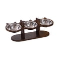 thumbnail image 1 of Comedero elevado para mascotas, soporte de madera para perros y gatos, con 3 cuencos de acero inoxidable para gatos de interior y perros pequeños., 1 of 8