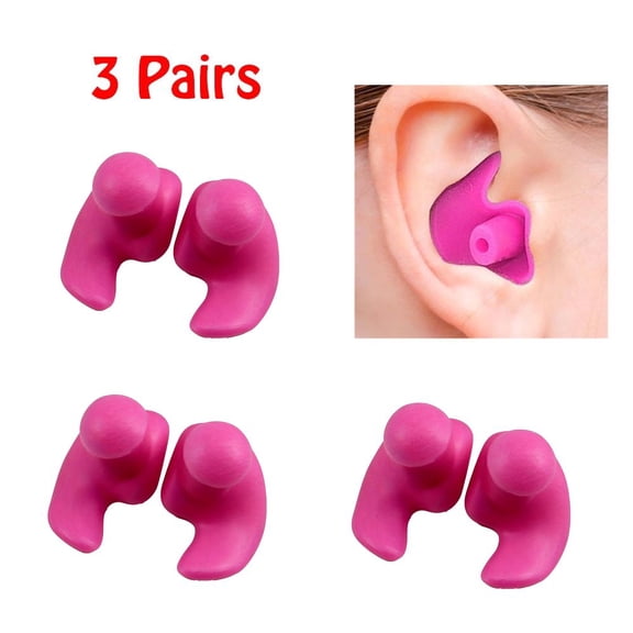Lollanda Swimming Ear Plugs 3 Pairs Waterproof Reusable Silicone Ear Plugs Swimming Ear Plugs for Adults Kids for Swimmers Showering Bathing Surfing and Other Water Sports