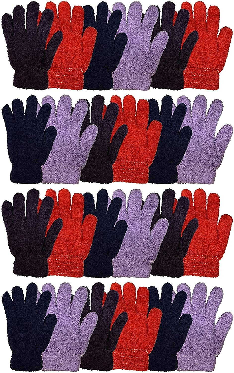 Cooraby 12 Pairs Winter Magic Gloves with Warm Thermal Lining Stretchy Knitted Jacquard Weave Gloves for Men Women or Teens 
