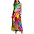 thumbnail image 2 of Bright Checkered Colors Long Dress wom's luxury party dress summer outfits for wom02 Dress, 2 of 6