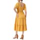 thumbnail image 3 of Vestido midi bohemio INSPIRE CHIC para mujeres con escote cuadrado, mangas cortas, vestido de capas fluido y fruncido, amarillo XL, 3 of 6