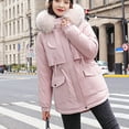 thumbnail image 5 of Zpanxa Winter Coats for Women Thickening Velvet Keeping Warm Casual Hooded Coat, Winter Snow Coat, Mountain Windbreaker Waterproof Ski Jacket Pink L, 5 of 8