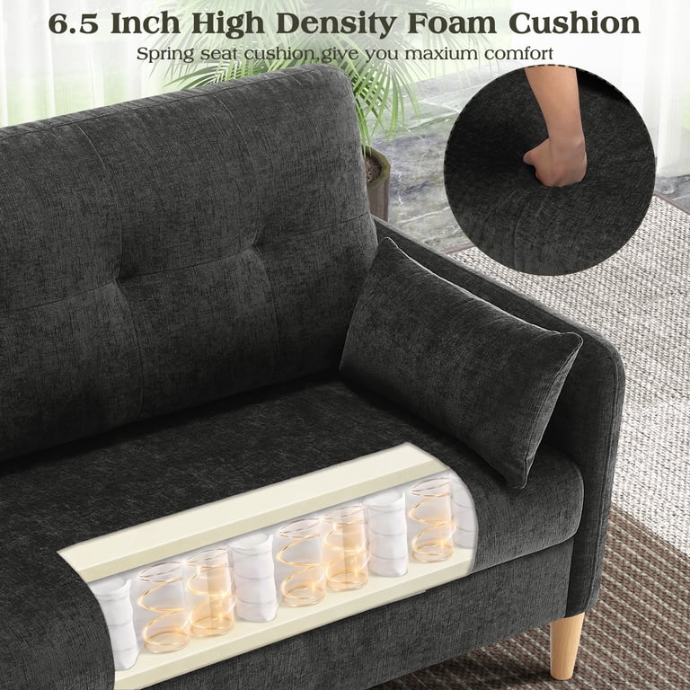 BedLuxury 47" Loveseat, 2-Seat Chenille Sofa, Dark Grey photo 4