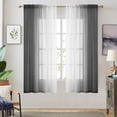 thumbnail image 1 of Cortinas Transparentes De Lino Sintético Degradado Negro Para Dormitorio, Sala De Estar, Bolsillo Para Barra, 2 Tonos, Reversibles, Gasa Degradada, Semiventana, Privacidad Y Filtrado De Luz, Juego De, 1 of 5