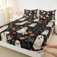 thumbnail image 4 of Feelyou Boho Gothic Ghost Bed Sheets, Vintage Groovy Wildflower Full Size Sheets, 4 Pieces, 1 Flat Sheet, 1 Fitted Sheet and 2 Pillowcases, 4 of 5