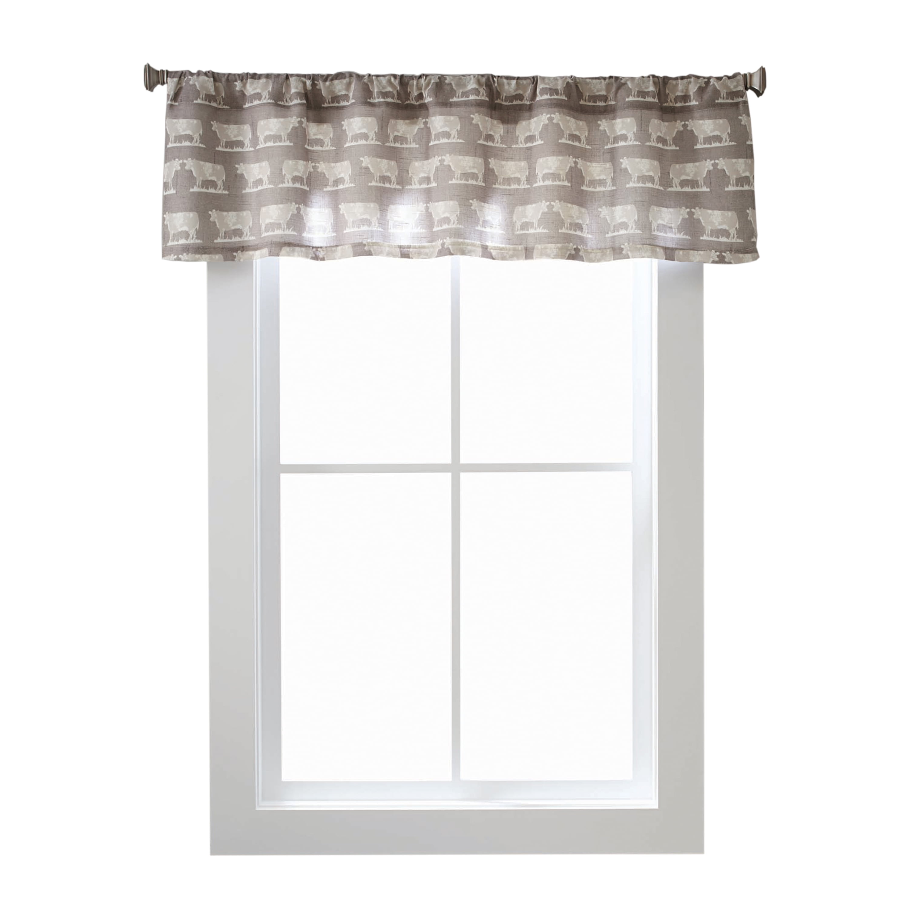 No 918 Blair Farmhouse Plaid Semi-Sheer Tab Top Kitchen Curtain Valance Charcoal/Ecru Off-White 52 x 14