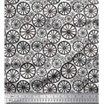 thumbnail image 3 of Soimoi Black polyester Crepe Fabric Wheel Ethnic Decor Fabric Printed Yard 42 Inch Wide, 3 of 3