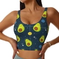 thumbnail image 2 of Uemuo Avocado in Space Pattern Women's Sports Bra - High Impact Support, Breathable, and Comfortable Athletic Bra for Running, Yoga, and Workouts, 2 of 9