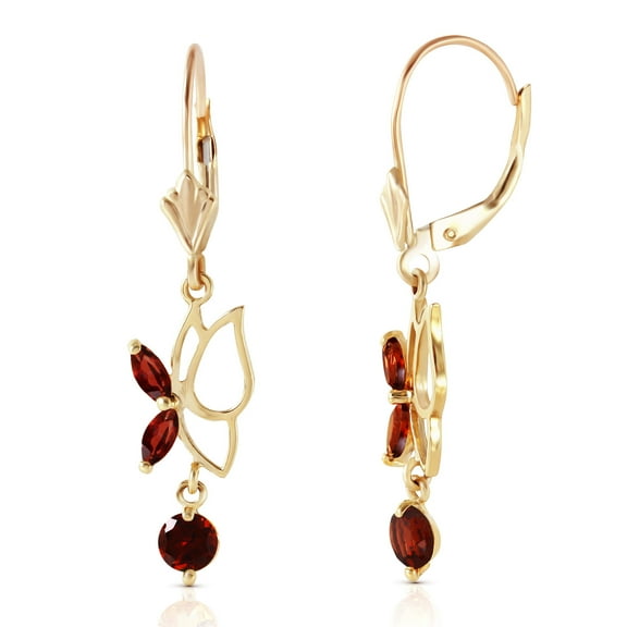Galaxy Gold 14k Solid Gold Garnet Butterfly Dangle Earrings