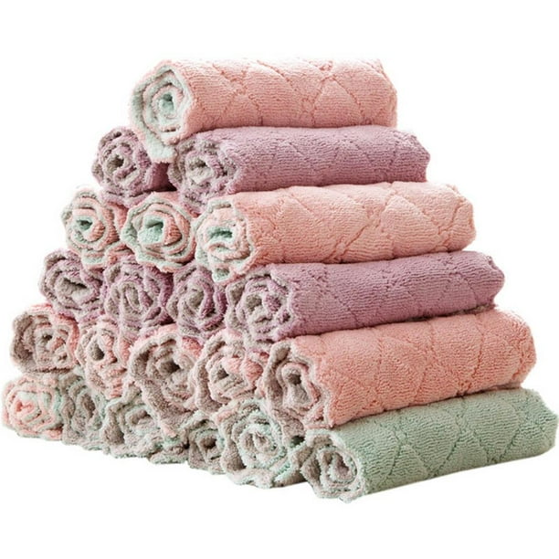 Advancent Toalla de mano absorbente de lana Coral de Color aleatorio, 2/5/10/20 Uds., paño de limpieza para fregadero, trapos antiadherentes para limpieza Cocina y Comedor No.2 Advancent HA042195-02
