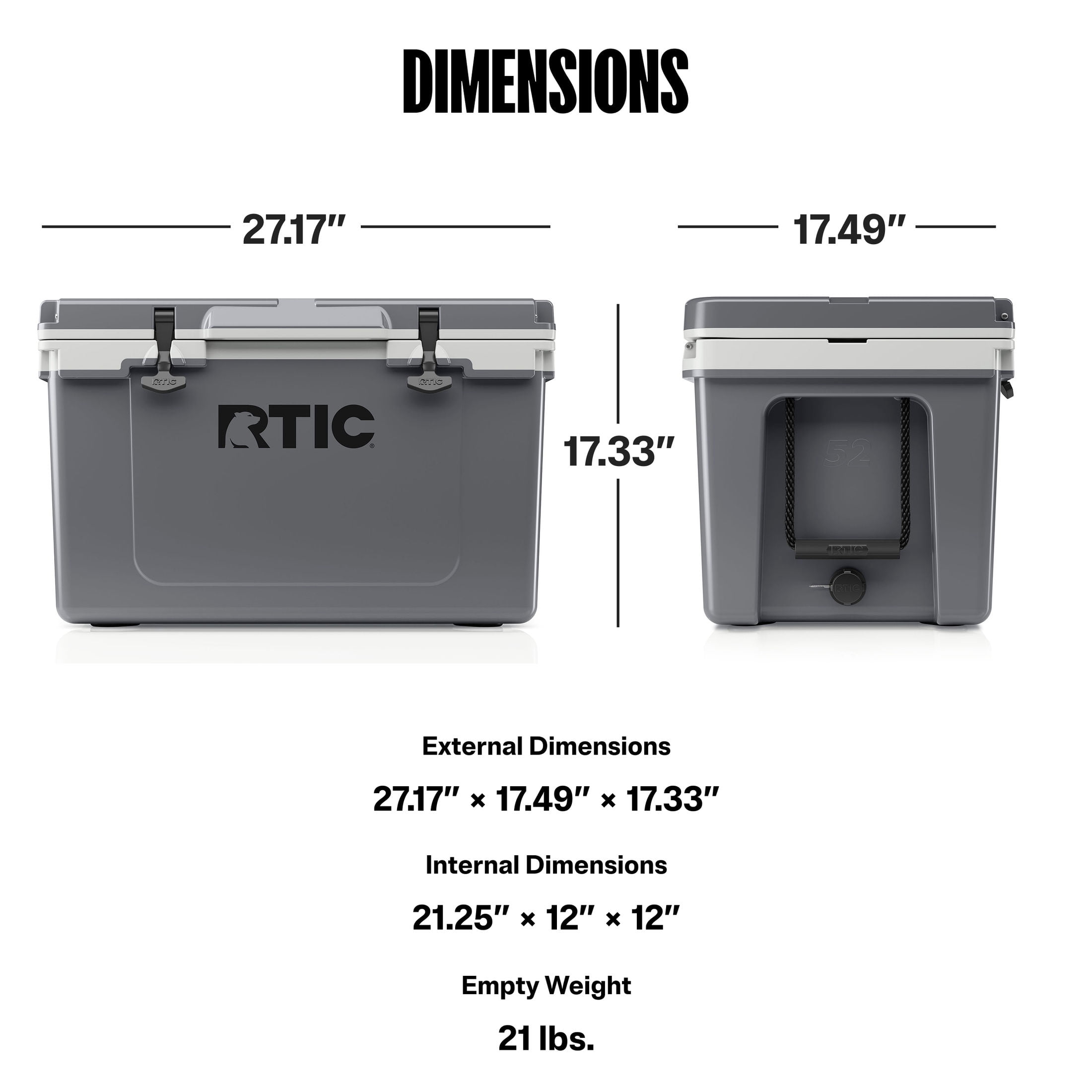 RTIC, Hard-Sided Ice Chest Cooler, 52 Qt, Fits 76 Cans - Walmart.com