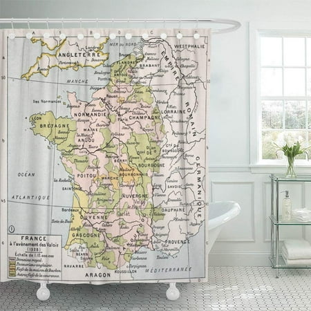 Classique Bath - KSADK Political Map of France in 1328 by Paul Vidal De Lablache Atlas Classique Shower Curtain 66x72 inch