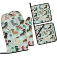 thumbnail image 2 of Dog Flora Print Oven Mitts and Pot Holders Sets 4 Piece Set Kitchen Women Men Cooking Baking Microwave Heat Resistant, 2 of 6
