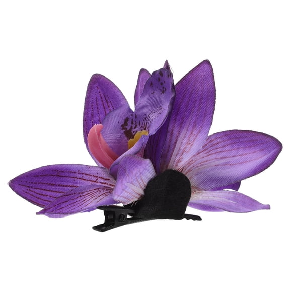 EXHUMKY Flower Flat Hair Clips Orchid Hair Clip Purple Fabric 1Set For Women Bridal Occasions