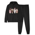 thumbnail image 6 of aohooy 2 Piece Hooded Tracksuit for Women,Women 2 Piece Sportswear Set 2024 Cute Coffee Print Long Sleeve Pullover Sweatshirt Jogger Pants Sweatsuit with Pockets Black,XXL, 6 of 6