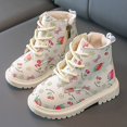 thumbnail image 3 of Splozh Toddler Girl Fashion Boots Fall Winter Children's Boots Leather Boots Girls Cotton Boots Toddler Baby Walking Shoes Back to School Shoes White,US 12, 3 of 4