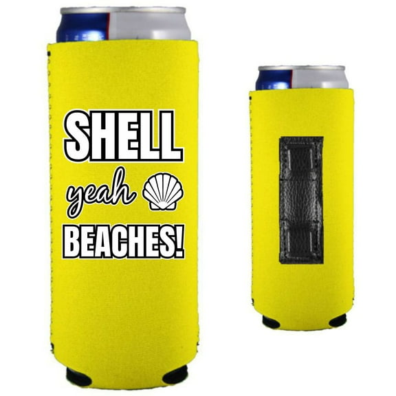 Shell Yeah Beaches Magnetic Slim Can Coolie (Yellow)