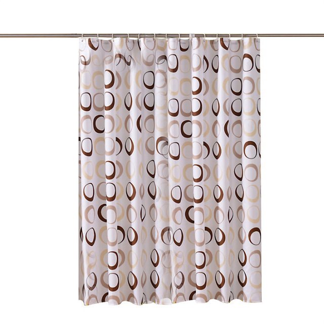 Juegos de cortinas de ducha, impermeables, duraderas, accesorios de baño de tela de poliéster de secado rápido, dobladillo ponderado, cortinas de ducha lavables con 12 ganchos (72" W x 72" L, círculo de café) brillar Electrónica