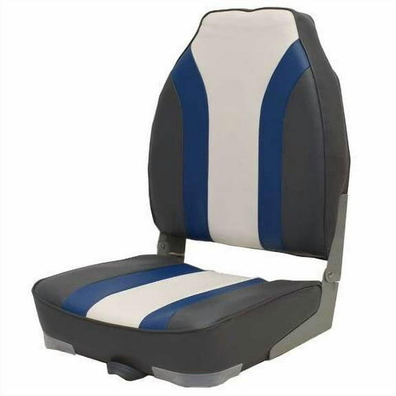 Boat Folding Fishing Seat 75107CBW | 23 3/4 Inch Charcoal Blue White