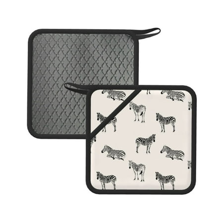 

2PCS Pot Holders for Kitchen - Heat Resistant Silicone Pot Holders with Hanging Loop cute zebra Khaki Non Slip Oven Hot Pads Potholders for Decor Baking Cooking Kitchen