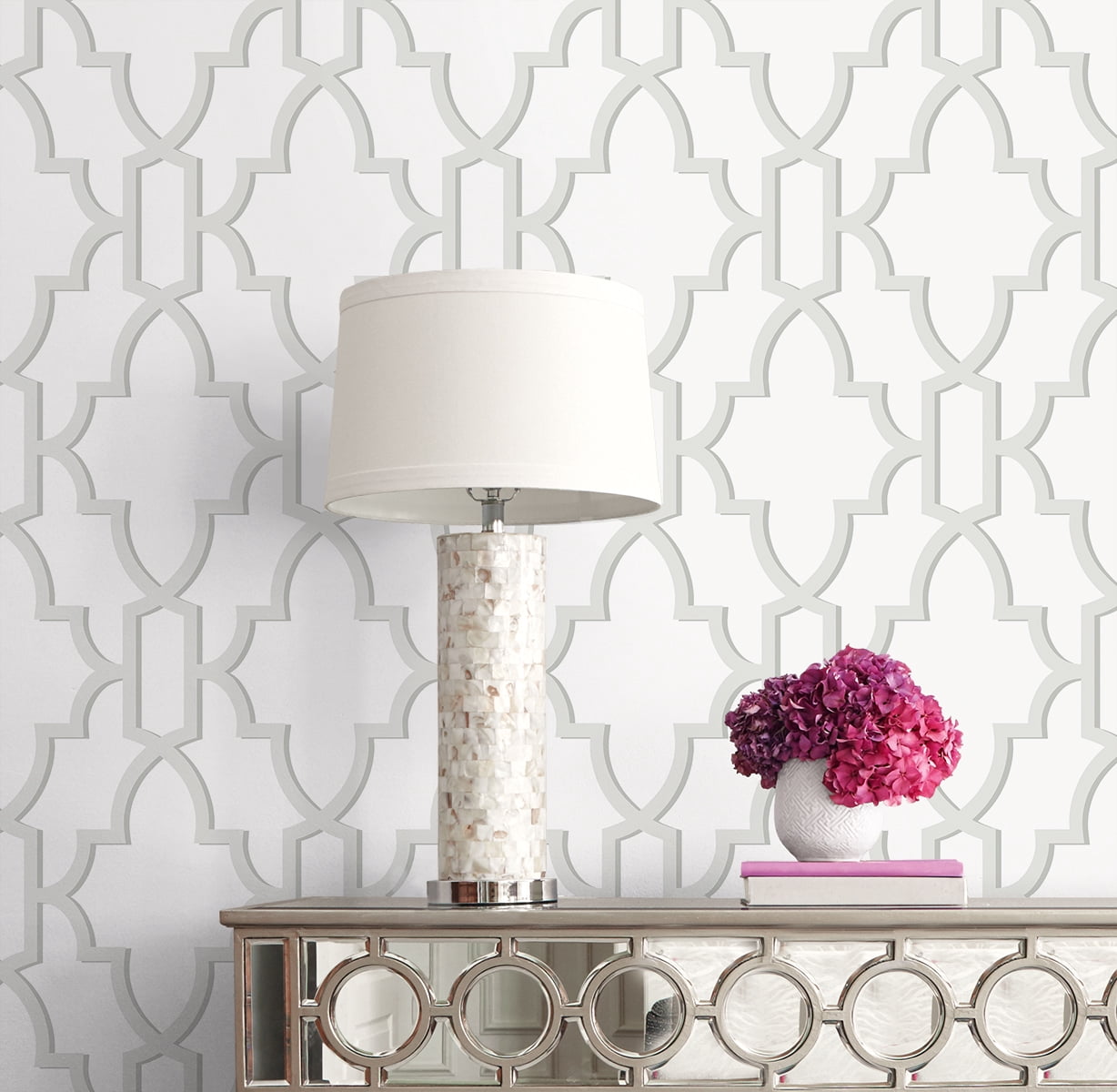 Wallquest, Inc. Luxe Haven Coastal Lattice Peel and Stick Wallpaper Harbor Mist