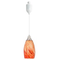 Kiven H-Type track lighting pendants Adjustable Height,Modern h track pendant lights with Orange Art Glass Lampsade,Track Lighting Fixture for Kitchen Island Hallway, 1-Light
