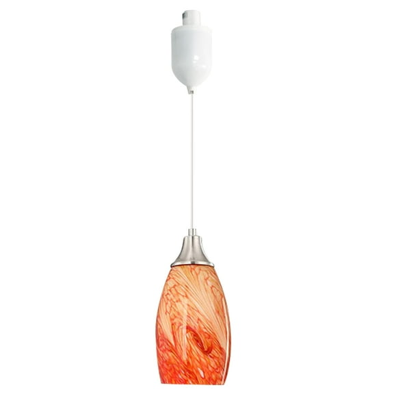 Kiven H-Type track lighting pendants Adjustable Height,Modern h track pendant lights with Orange Art Glass Lampsade,Track Lighting Fixture for Kitchen Island Hallway, 1-Light