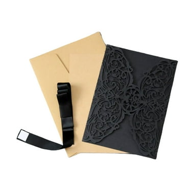 Toyandona 10Pcs Black Openwork Invitation Cards Hollow-Out Floral Design for Festival Events