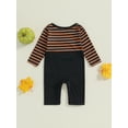 thumbnail image 4 of Suealasg Newborn Baby Boys Girls Halloween Outfit Long Sleeve Striped Print Romper Jumpsuits 3 6 12 18 Months Infant My 1st Halloween Clothes, 4 of 7