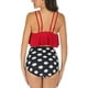 thumbnail image 5 of Trajes de baño para mujer, dos piezas, Tankini, parte superior con volantes, Control de barriga, parte inferior de cintura alta, trajes de baño, conjunto de Bikini Adepaton WRMH-1299-17, 5 of 6