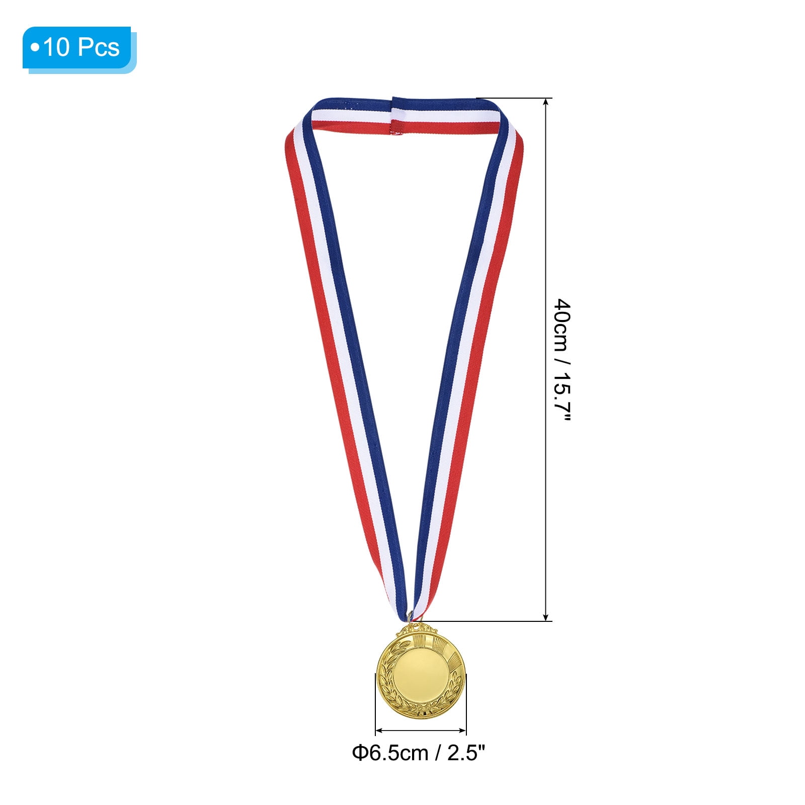 Uxcell Blank Award Medals, 10 Pack Gold Award Medal with Neck Ribbon, Make Your Medals Kit