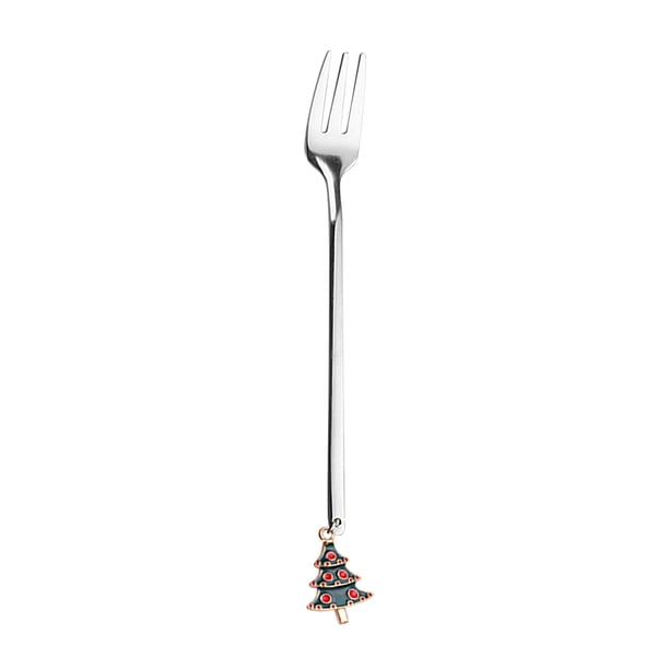Tenedor de Café de Metal, Cuchara Navideña, Diseño de Frutas de Acero Inoxidable, Fácil de Limpiar, Ideal para Fiestas o Bares, Decoración Navideña, Regalo Perfecto para Amigos, Tamaño 13,5